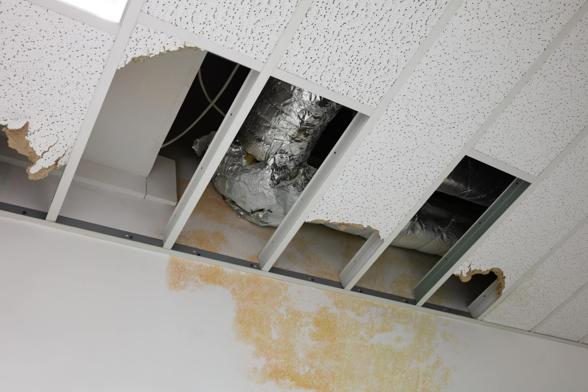 Damaged roof in need of commercial restoration services