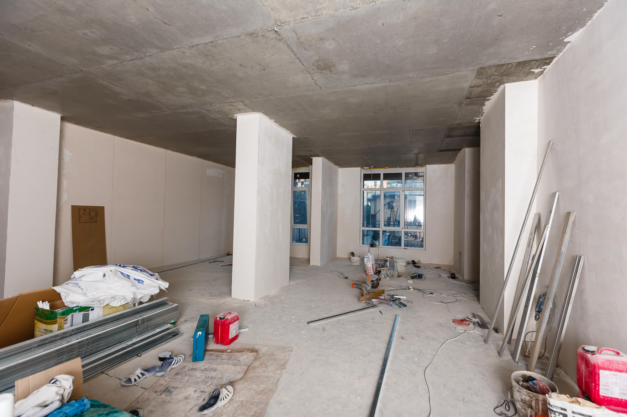 Room of a multifamily facility during restoration process