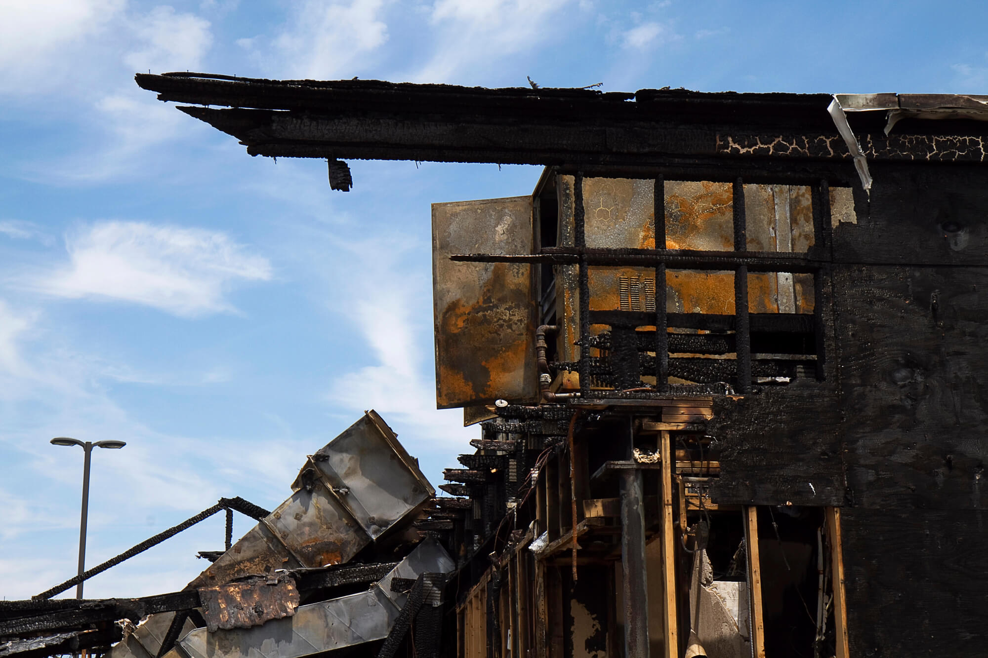 burned building in need of commercial fire damage restoration