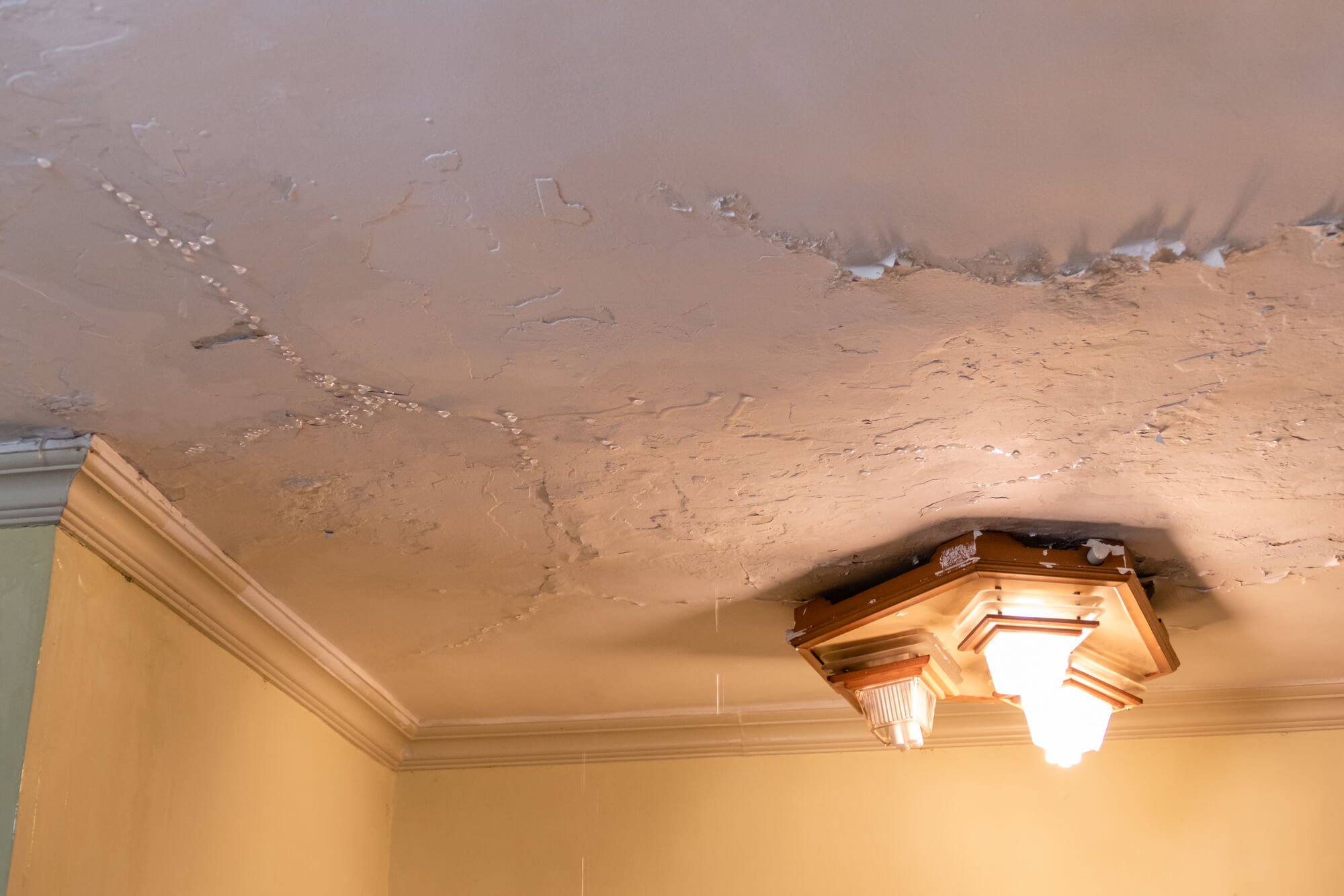 damaged ceiling in need of water damage restoration
