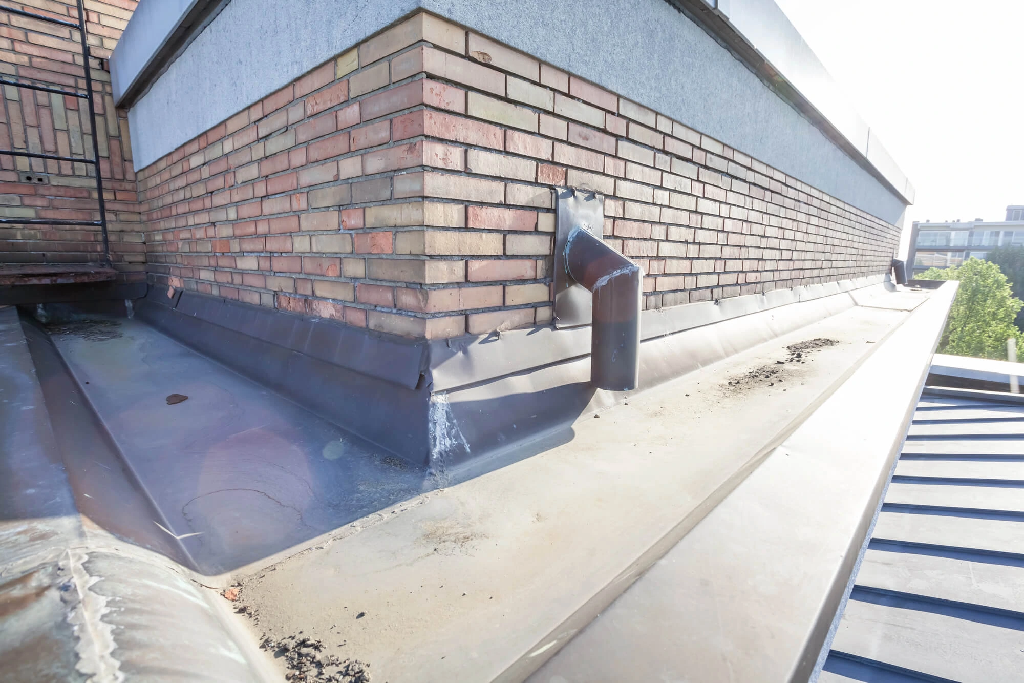 commercial roof and drain after commercial roof leak repair