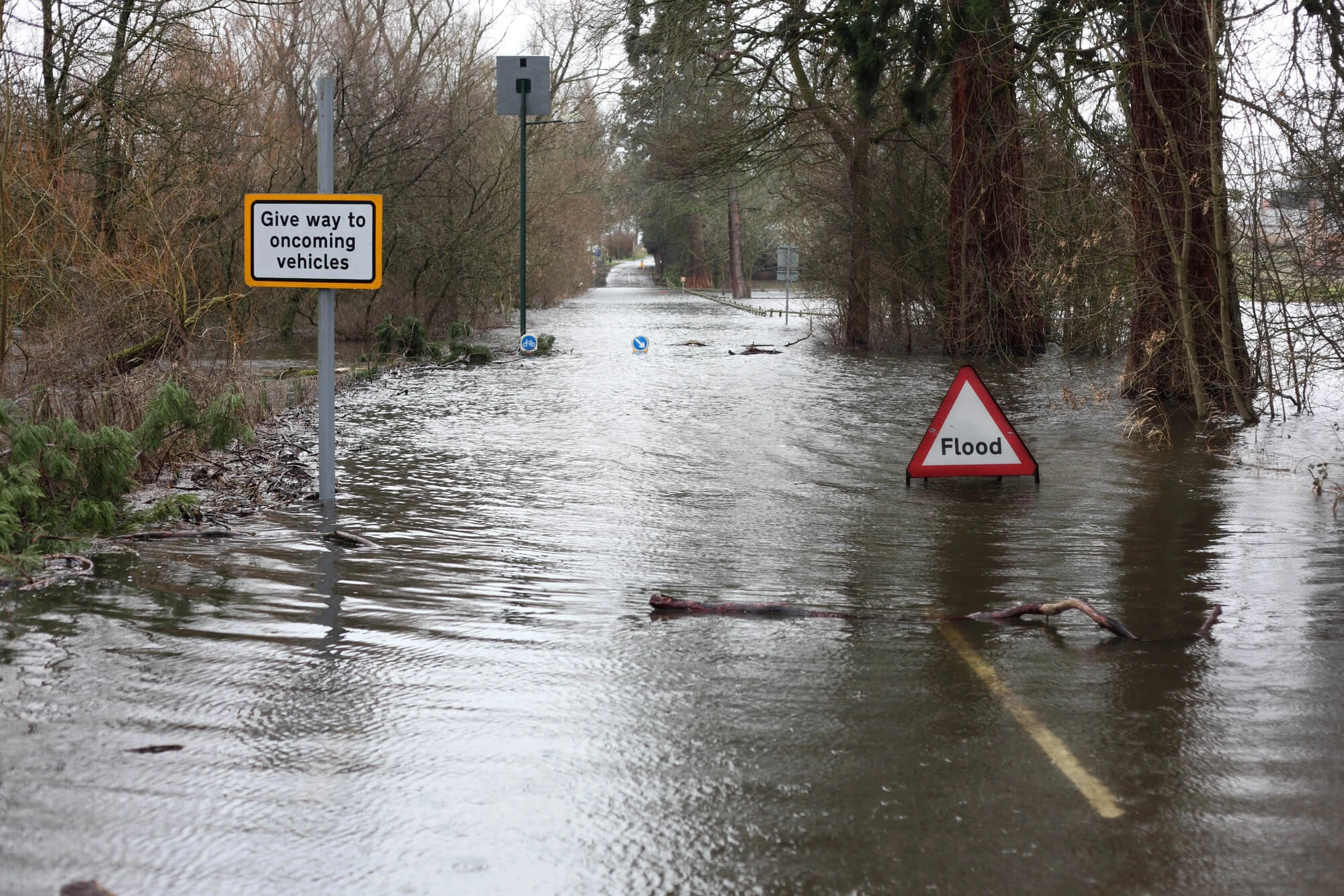 flooded street in need of commercial flood restoration
