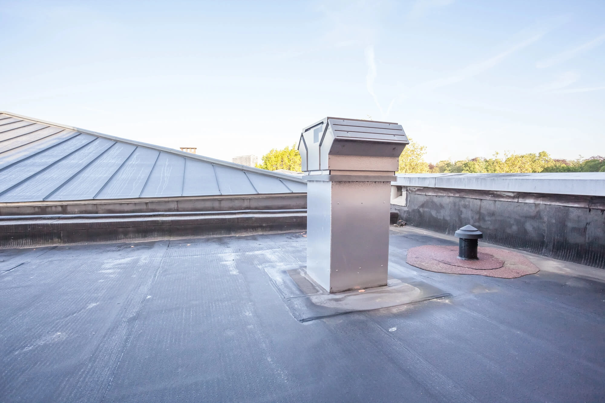 metal commercial roof after commercial roof leak repair
